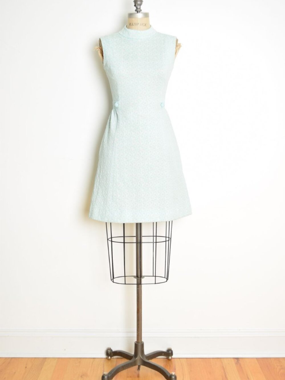 vintage 60s dress blue mod space age twiggy textured knit midcentury mini XS